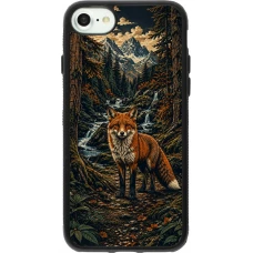 Coque iPhone 7 / 8 / SE (2020, 2022) - Silicone rigide noir Linocut Renard