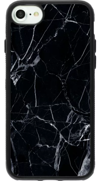 Coque iPhone 7 / 8 / SE (2020, 2022) - Silicone rigide noir Marble Black 01