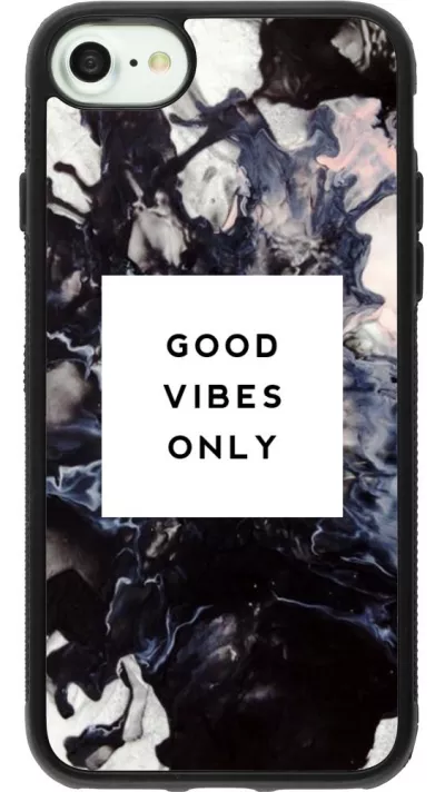 Coque iPhone 7 / 8 / SE (2020, 2022) - Silicone rigide noir Marble Good Vibes Only