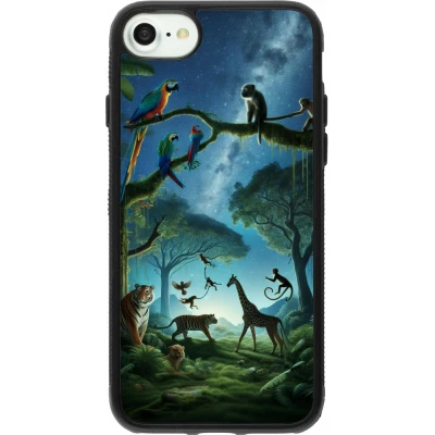 Coque iPhone 7 / 8 / SE (2020, 2022) - Silicone rigide noir Paradis des animaux exotiques