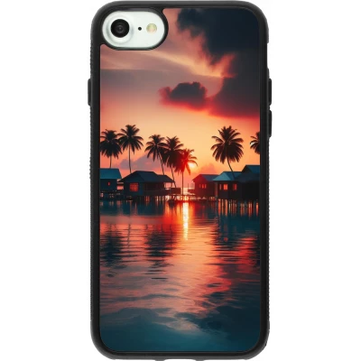 Coque iPhone 7 / 8 / SE (2020, 2022) - Silicone rigide noir Paradis Maldives