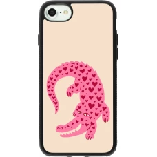 Coque iPhone 7 / 8 / SE (2020, 2022) - Silicone rigide noir Pink crocodile 2026