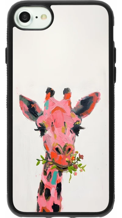iPhone 7 / 8 / SE (2020, 2022) Case Hülle - Silikon schwarz Pink Girafe Paint