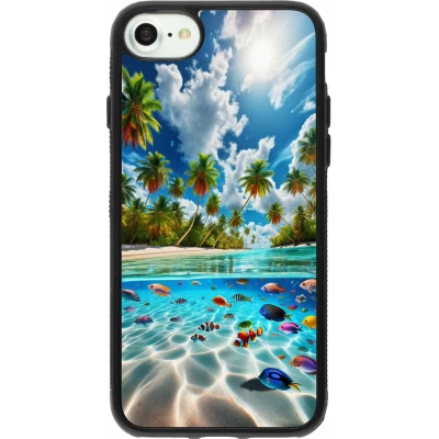 Coque iPhone 7 / 8 / SE (2020, 2022) - Silicone rigide noir Plage Paradis