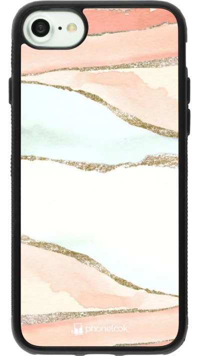 Coque iPhone 7 / 8 / SE (2020, 2022) - Silicone rigide noir Shimmering Orange