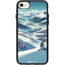 Coque iPhone 7 / 8 / SE (2020, 2022) - Silicone rigide noir Snowboarder Montagne