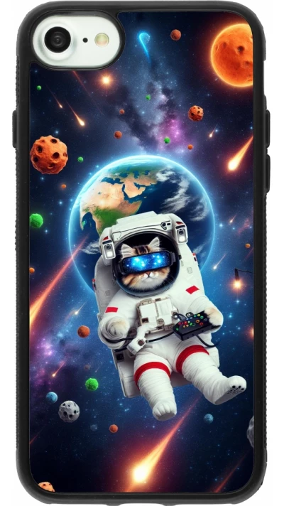 iPhone 7 / 8 / SE (2020, 2022) Case Hülle - Silikon schwarz VR SpaceCat Odyssee