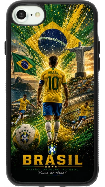 iPhone 7 / 8 / SE (2020, 2022) Case Hülle - Silikon schwarz Fussball Brasilien splash 2026