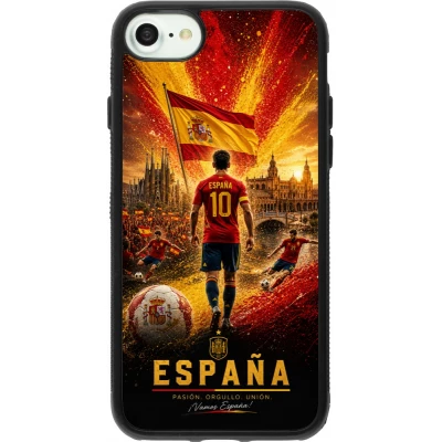 Coque iPhone 7 / 8 / SE (2020, 2022) - Silicone rigide noir Football Espagne splash 2026