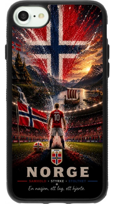 Coque iPhone 7 / 8 / SE (2020, 2022) - Silicone rigide noir Football Norvège splash 2026