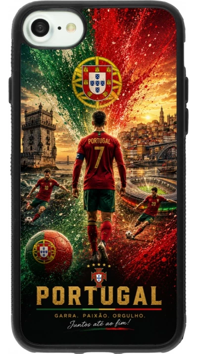 Coque iPhone 7 / 8 / SE (2020, 2022) - Silicone rigide noir Football Portugal splash 2026