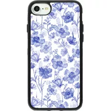 Coque iPhone 7 / 8 / SE (2020, 2022) - Silicone rigide noir Spring 23 watercolor blue flowers