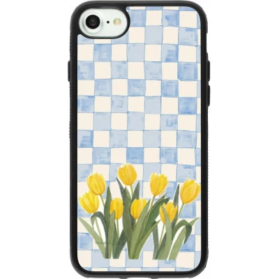 Coque iPhone 7 / 8 / SE (2020, 2022) - Silicone rigide noir Blue vichy tulips Spring 2026
