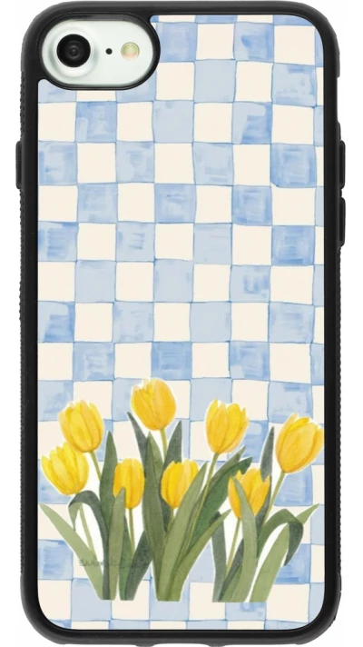 iPhone 7 / 8 / SE (2020, 2022) Case Hülle - Silikon schwarz Blue vichy tulips Spring 2026