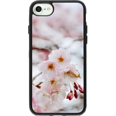 Coque iPhone 7 / 8 / SE (2020, 2022) - Silicone rigide noir Cherry tree Spring 2026