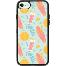 Coque iPhone 7 / 8 / SE (2020, 2022) - Silicone rigide noir Summer 2025 Pattern citron