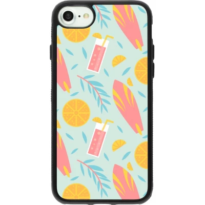 Coque iPhone 7 / 8 / SE (2020, 2022) - Silicone rigide noir Summer 2025 Pattern citron