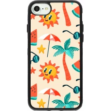 Coque iPhone 7 / 8 / SE (2020, 2022) - Silicone rigide noir Summer 2025 Pattern soleil