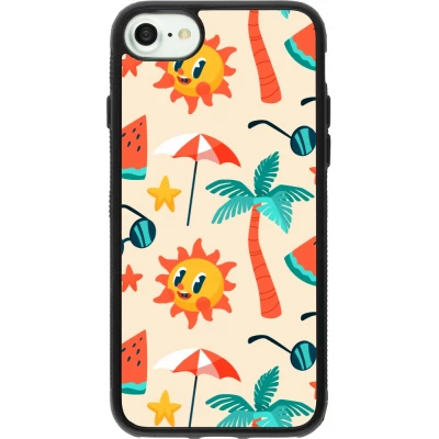 Coque iPhone 7 / 8 / SE (2020, 2022) - Silicone rigide noir Summer 2025 Pattern soleil