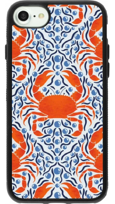 Coque iPhone 7 / 8 / SE (2020, 2022) - Silicone rigide noir Crabs and pearls Summer 2026