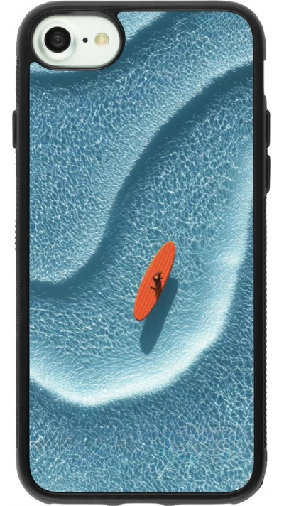 Coque iPhone 7 / 8 / SE (2020, 2022) - Silicone rigide noir Orange surf Summer 2026