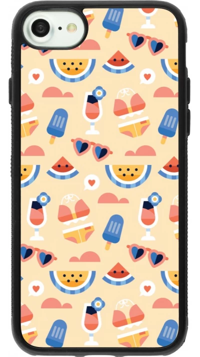 Coque iPhone 7 / 8 / SE (2020, 2022) - Silicone rigide noir Pattern Summer 2026