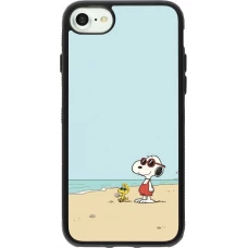 Coque iPhone 7 / 8 / SE (2020, 2022) - Silicone rigide noir Snoopy on the beach Summer 2026