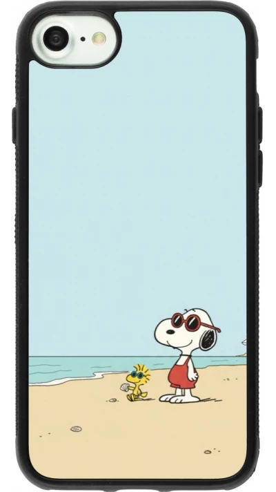 Coque iPhone 7 / 8 / SE (2020, 2022) - Silicone rigide noir Snoopy on the beach Summer 2026