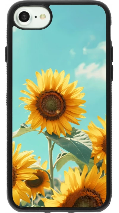 Coque iPhone 7 / 8 / SE (2020, 2022) - Silicone rigide noir Sunflowers Summer 2026