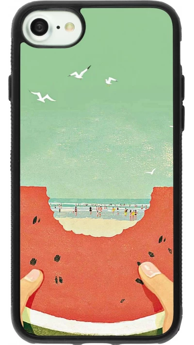 Coque iPhone 7 / 8 / SE (2020, 2022) - Silicone rigide noir Views through a watermelon Summer 2026