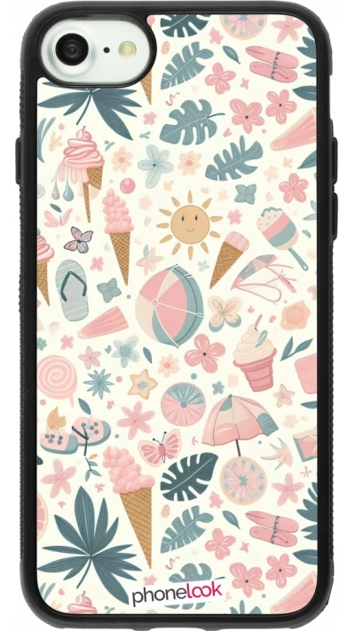 iPhone 7 / 8 / SE (2020, 2022) Case Hülle - Silikon schwarz Sommer Pink Muster