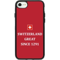 Coque iPhone 7 / 8 / SE (2020, 2022) - Silicone rigide noir Switzerland Great Since 1291