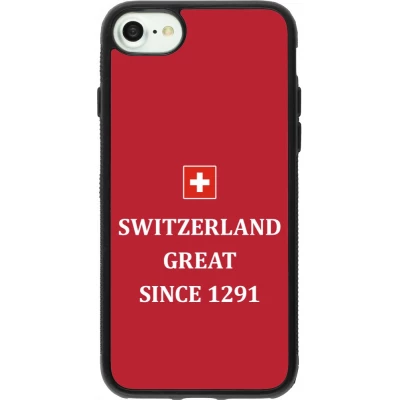 Coque iPhone 7 / 8 / SE (2020, 2022) - Silicone rigide noir Switzerland Great Since 1291