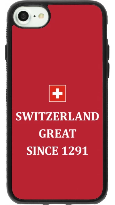 Coque iPhone 7 / 8 / SE (2020, 2022) - Silicone rigide noir Switzerland Great Since 1291