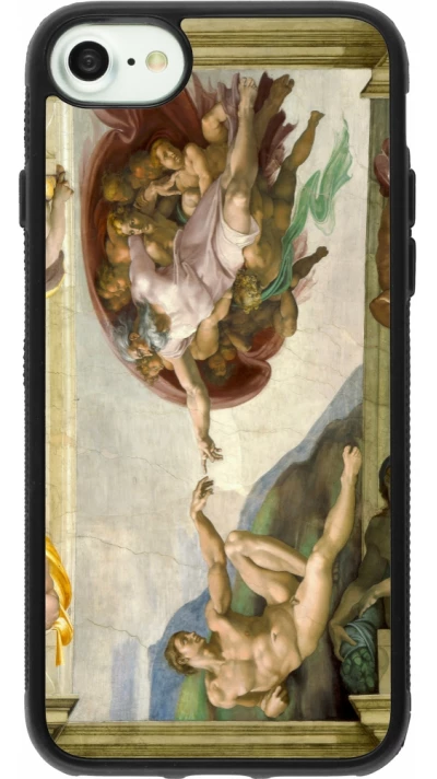 iPhone 7 / 8 / SE (2020, 2022) Case Hülle - Silikon schwarz Kunstbild - Die Erschaffung Adams - Michelangelo