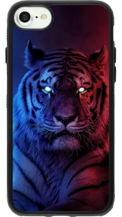 Coque iPhone 7 / 8 / SE (2020, 2022) - Silicone rigide noir Tiger Blue Red