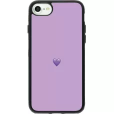 Coque iPhone 7 / 8 / SE (2020, 2022) - Silicone rigide noir Valentine 2023 purpule single heart