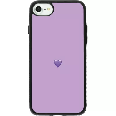 Coque iPhone 7 / 8 / SE (2020, 2022) - Silicone rigide noir Valentine 2023 purpule single heart