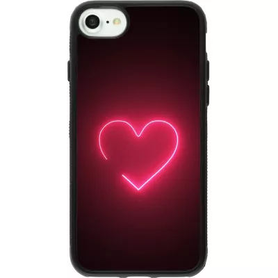 iPhone 7 / 8 / SE (2020, 2022) Case Hülle - Silikon schwarz Valentine 2023 single neon heart