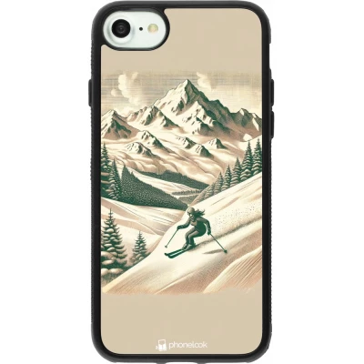 Coque iPhone 7 / 8 / SE (2020, 2022) - Silicone rigide noir Vintage Ski Mountain