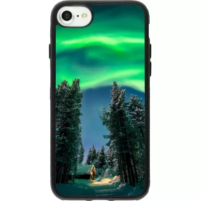 Coque iPhone 7 / 8 / SE (2020, 2022) - Silicone rigide noir Winter 22 Northern Lights