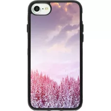 Coque iPhone 7 / 8 / SE (2020, 2022) - Silicone rigide noir Winter 22 Pink Forest