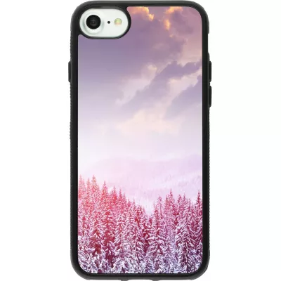 Coque iPhone 7 / 8 / SE (2020, 2022) - Silicone rigide noir Winter 22 Pink Forest