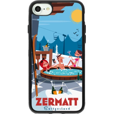 Coque iPhone 7 / 8 / SE (2020, 2022) - Silicone rigide noir Zermatt Mountain Jacuzzi