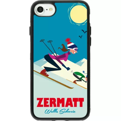 iPhone 7 / 8 / SE (2020, 2022) Case Hülle - Silikon schwarz Zermatt Ski Downhill