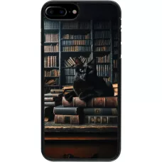 iPhone 7 Plus / 8 Plus Case Hülle - Katze Bücher dunkel