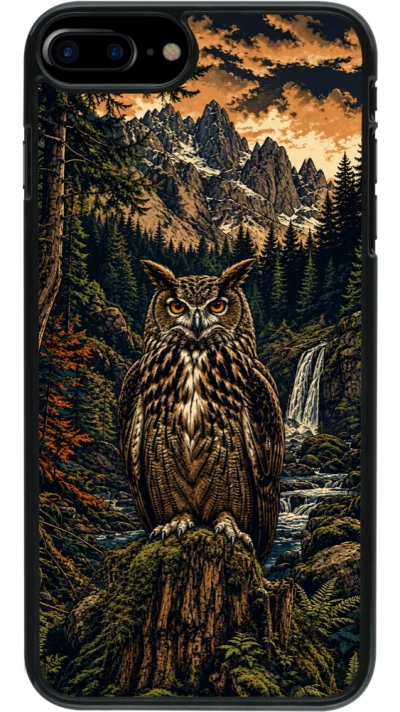Coque iPhone 7 Plus / 8 Plus - Linocut Grand-Duc