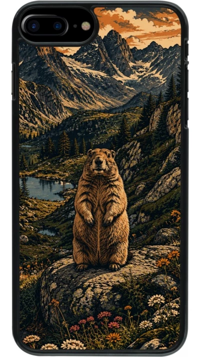Coque iPhone 7 Plus / 8 Plus - Linocut Marmotte