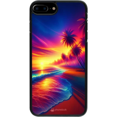 Coque iPhone 7 Plus / 8 Plus - Plage coucher soleil flashy