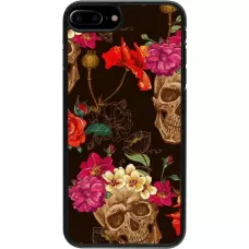 Coque iPhone 7 Plus / 8 Plus - Skulls and flowers